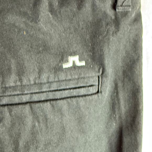 J. Lindeberg Men's 38x34 Black 100% Cotton Straight Leg Pants White Stitching - Picture 6 of 8